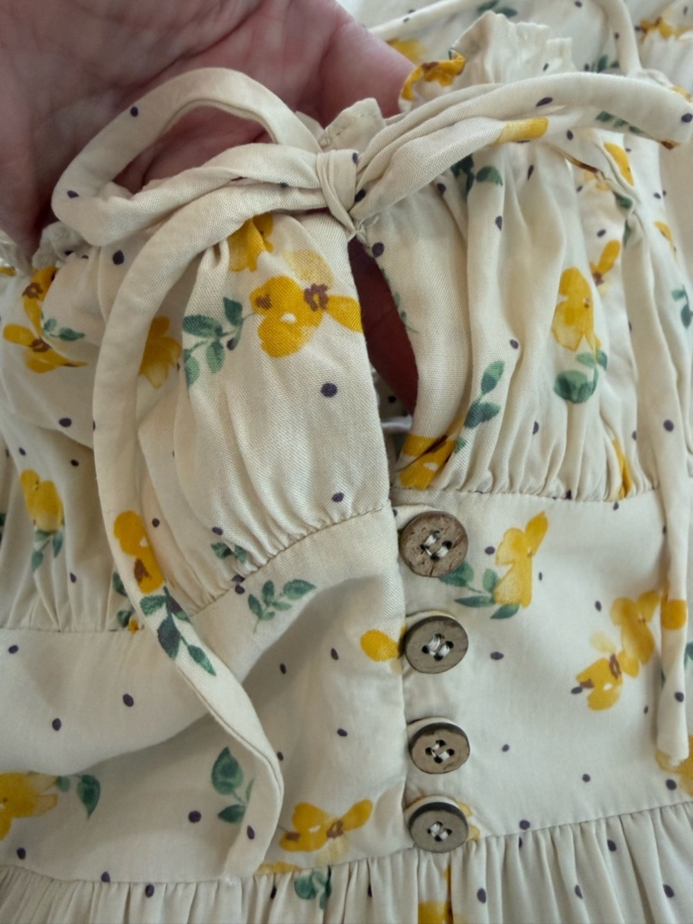 Dress Forum Yellow Floral Tiered Midi Dress Milkmaid Cottagecore Size M - Picture 5 of 13